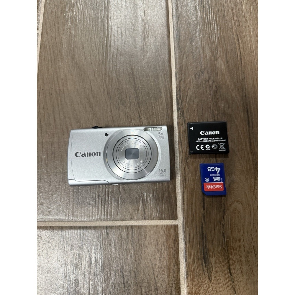 Canon PowerShot A2500 HD 16MP 5x Optical Zoom Silver / NO CHARGER / Works